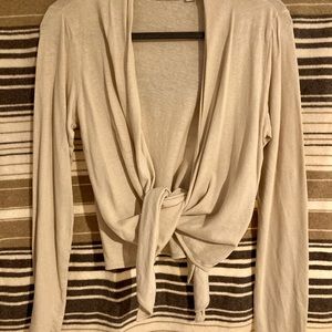 LL BEAN open or tie cardigan-oatmeal color